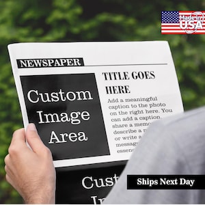 Large Custom Newspaper Wedding, Printed Shipped Anniversary Newspaper, Birthday Invitation, Wedding Day, Retirement Invites, Photo Props