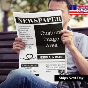 5 PCS Custom Newspapers for Wedding, Birthday, Baby Announcement, Anniversary, New Business,Retirement,Bridesmaid, Printed Shipped Newspaper