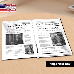 RUSH Happy Retirement Newspaper, The Retirement Post, Retirement Gift for Men or Women, Work Anniversary Gift, Retirement Party Decoration