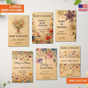 Wildflower Seed Packet Baby Shower Favors, Baby Sprinkle Personalized Favors, Baby in Bloom Custom Guest Gifts, Bulk Rustic Party Favor