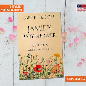 Baby in Bloom Seed Packets/Personalized Baby Shower Gift/Custom Baby Shower Favors Boy Girl/Seed Packet Favors/Wildflower Seed Envelope