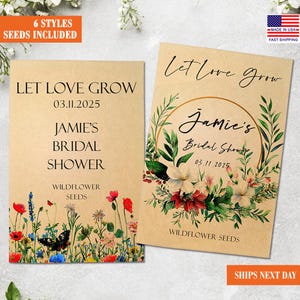 RUSH Bridal Shower Favors/New Bridal Seed Packets with Wildflower Seeds Included, Floral Bridal Gift/Unique Bridal Shower Favors for Guests