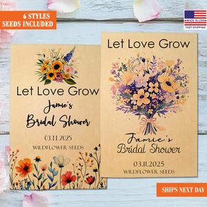 50 BULK Bridal Shower Favors Wildflower Seed Packets Party Favors/Eco Friendly Gifts/Let Love Grow/Tea Party Favors Bridal Shower for Guests