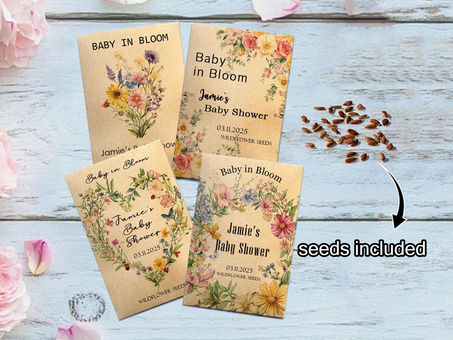 Baby Shower Seed Packets Maitys 100 Pcs Favors For Guests Baby In