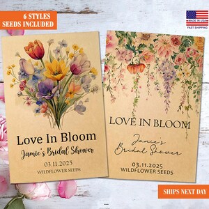 50 BULK Bridal Shower Favors Wildflower Seed Packets Party Favors/Eco Friendly Gifts/Let Love Grow/Tea Party Favors Bridal Shower for Guests