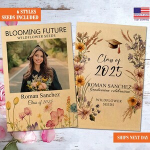 50 BULK Grad Party Favors, Custom Seed Packets for Graduation Thank You Gifts, Personalized Graduation Seed Envelopes, Class of 2025