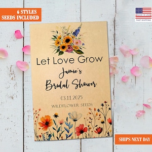 25 Custom Seed Packets Bridal Shower Favors, Garden Flowers Seed Packets Gifts, Wildflower Floral Bridal Shower Gift, Bridal Shower Ideas