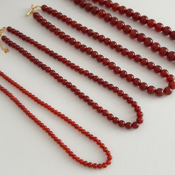 Collier en argent sterling avec perles en agate rouge naturelle, collier en cristal, collier en agate rouge, cadeau pour elle, bijoux en cristal, cadeau d'anniversaire