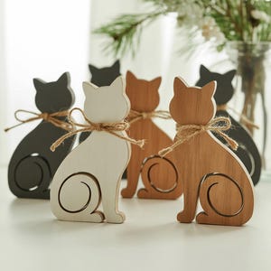 Rustic Wooden Cat Shelf Sitter: Cottagecore Tiered Tray Decor