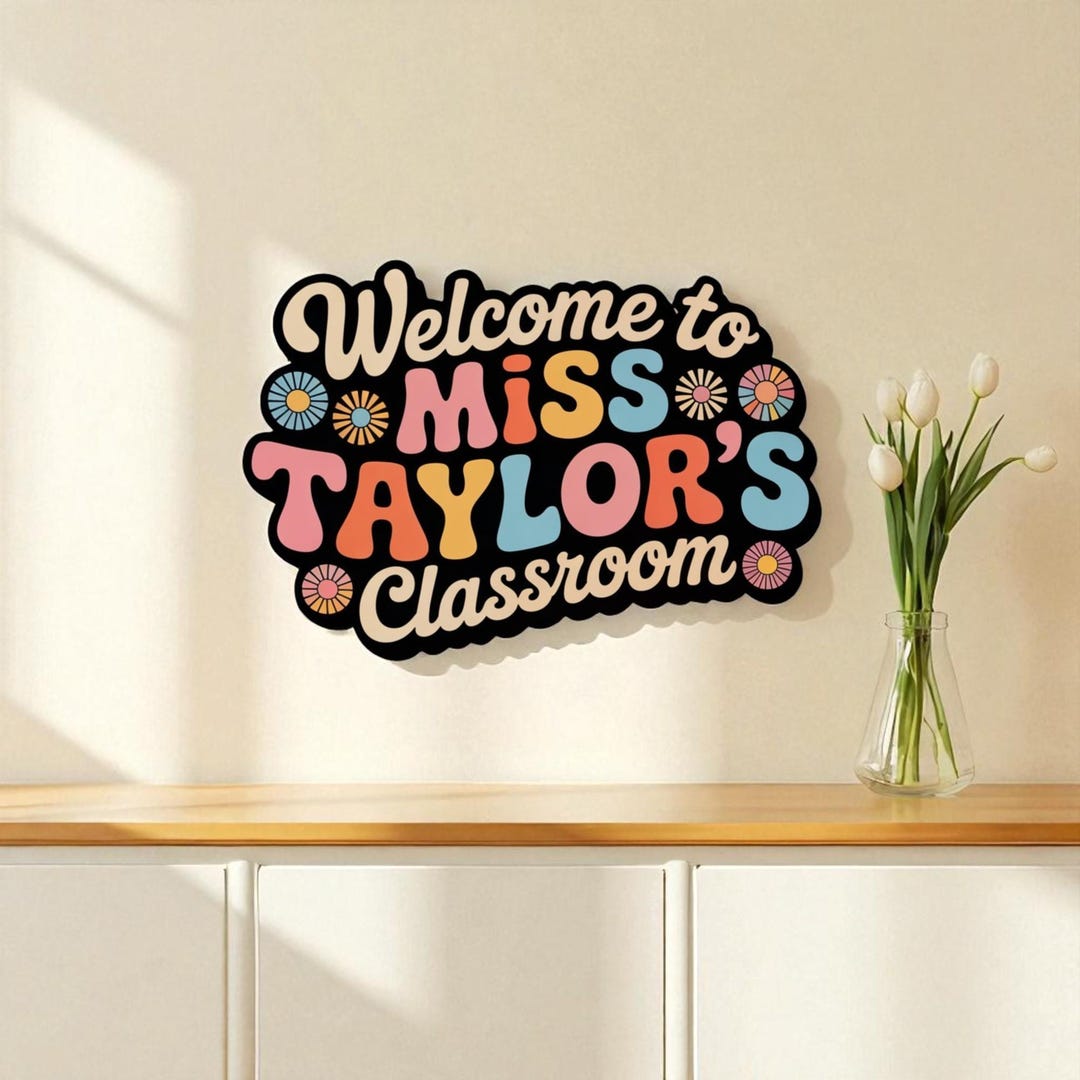 Personalized Teacher Door Sign: 3D Classroom Welcome Decor - Etsy