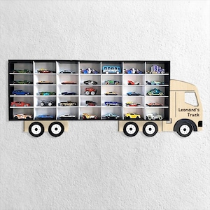 Wooden Toy Car Storage Organizer, Toy Car Display Shelf, Wooden Shelf For Car Holds Up to 60 Cars Kids Room Distributor Shelf Toy Car Holder