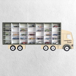 Wooden Toy Car Storage Organizer, Toy Car Display Shelf, Wooden Shelf For Car Holds Up to 60 Cars Kids Room Distributor Shelf Toy Car Holder