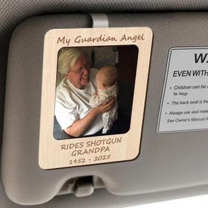 Father's Day Gift Memorial Visor Clip, Custom Photo Visor Clip,My Guardian Angel Rides Shotgun Visor Clip,Maternal grandfather Memorial Gift