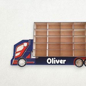 Toy Car Display Shelf, Wooden Toy Car Storage Organizer, Wooden Shelf For Car Holds Up to 60 Cars Kids Room Distributor Shelf Toy Car Holder