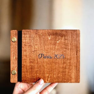 Personalized Wooden Scrapbook Album: Engraved Travel Photo Book