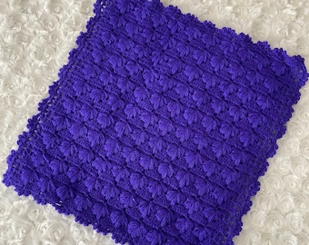 Purple Turkish Crochet Washcloth, Handmade Knitted Bath & Shower Foam Washcloth, Organic Square Cotton Bath Accessory, Bathroom Gifts