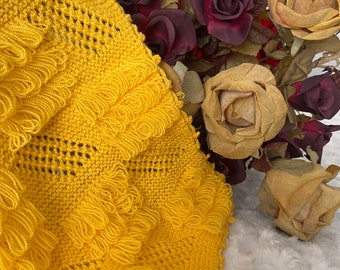 Yellow Turkish Crochet Washcloth, Handmade Knitted Bath & Shower Foam Washcloth, Organic Square Cotton Bath Accessory, Bathroom Gifts
