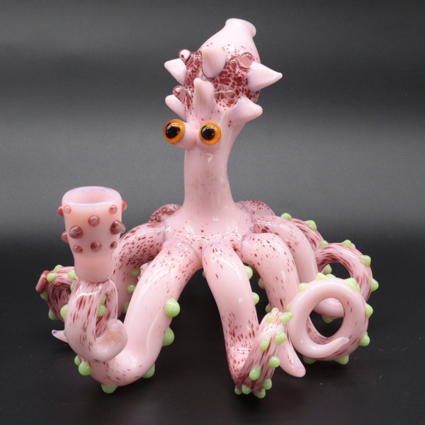 Pink Cute Octopus Pipe | Hand Crafted Octopus Figurine |  Perfect Artistic Functional Pipes | Heady Alien Pipe