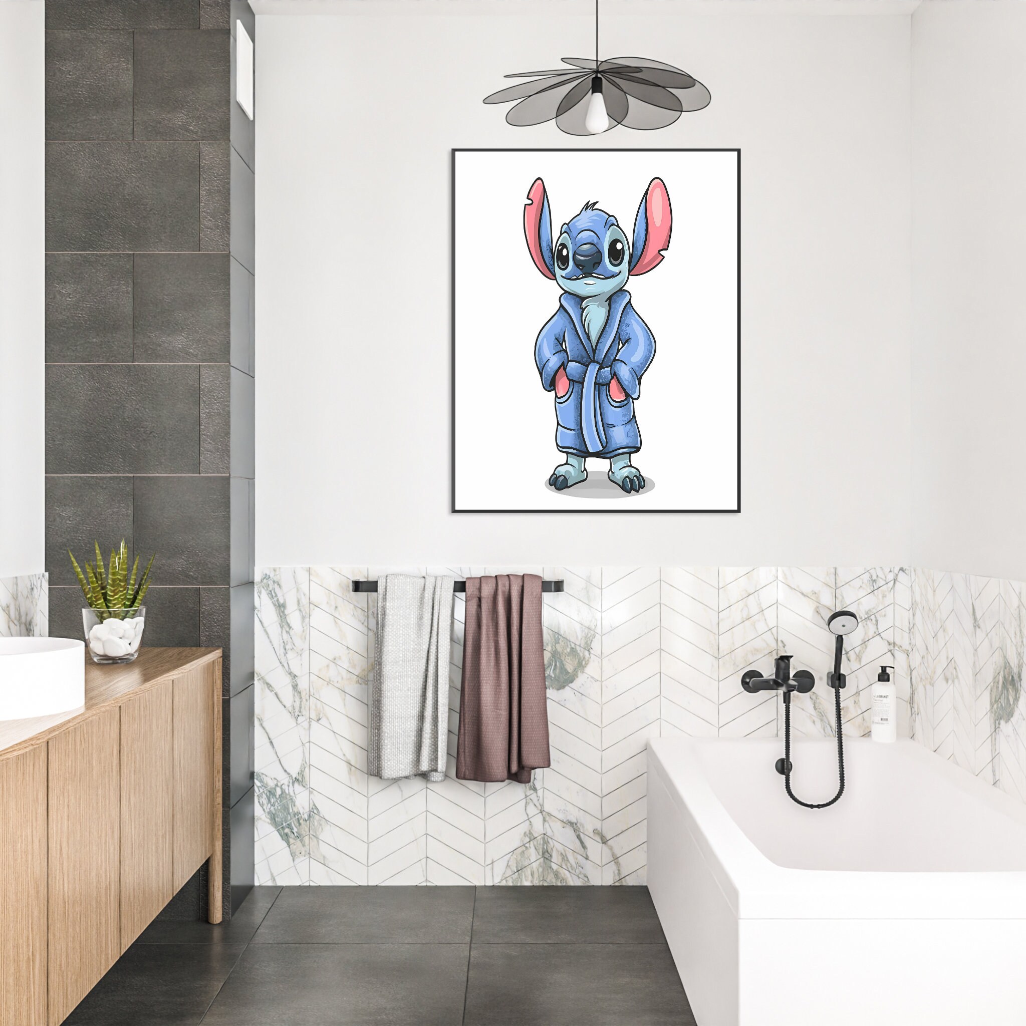 Stitch in a Bathrobe, Toilet Bathroom Wall Art, Bathroom Kids Art ...