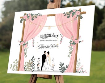 Letrero personalizado blanco para compromiso, Letrero de bienvenida acrílico personalizado, Letrero acrílico para Nikah, Letrero de boda impreso con UV, Letrero para recepción, Decoración de boda