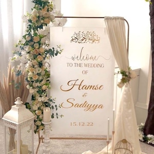 Custom Acrylic Nikkah Wedding Welcome Sign: Modern Reception Decor