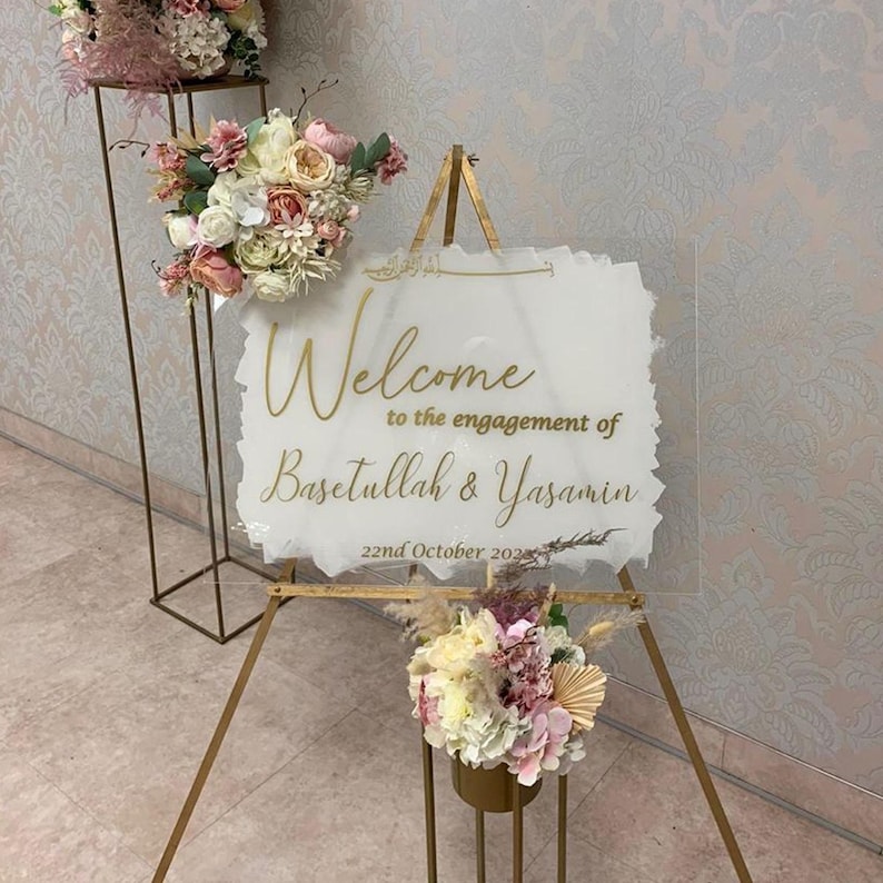 Brushed Painted Acrylic Wedding Welcome Sign, Custom Couple Name ...
