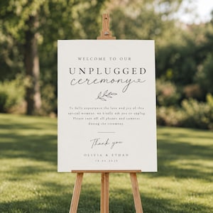 Custom Acrylic Unplugged Ceremony Wedding Sign | Elegant Welcome Display Board for No Phones, Ceremony Rules, Reception & Venue Entryway