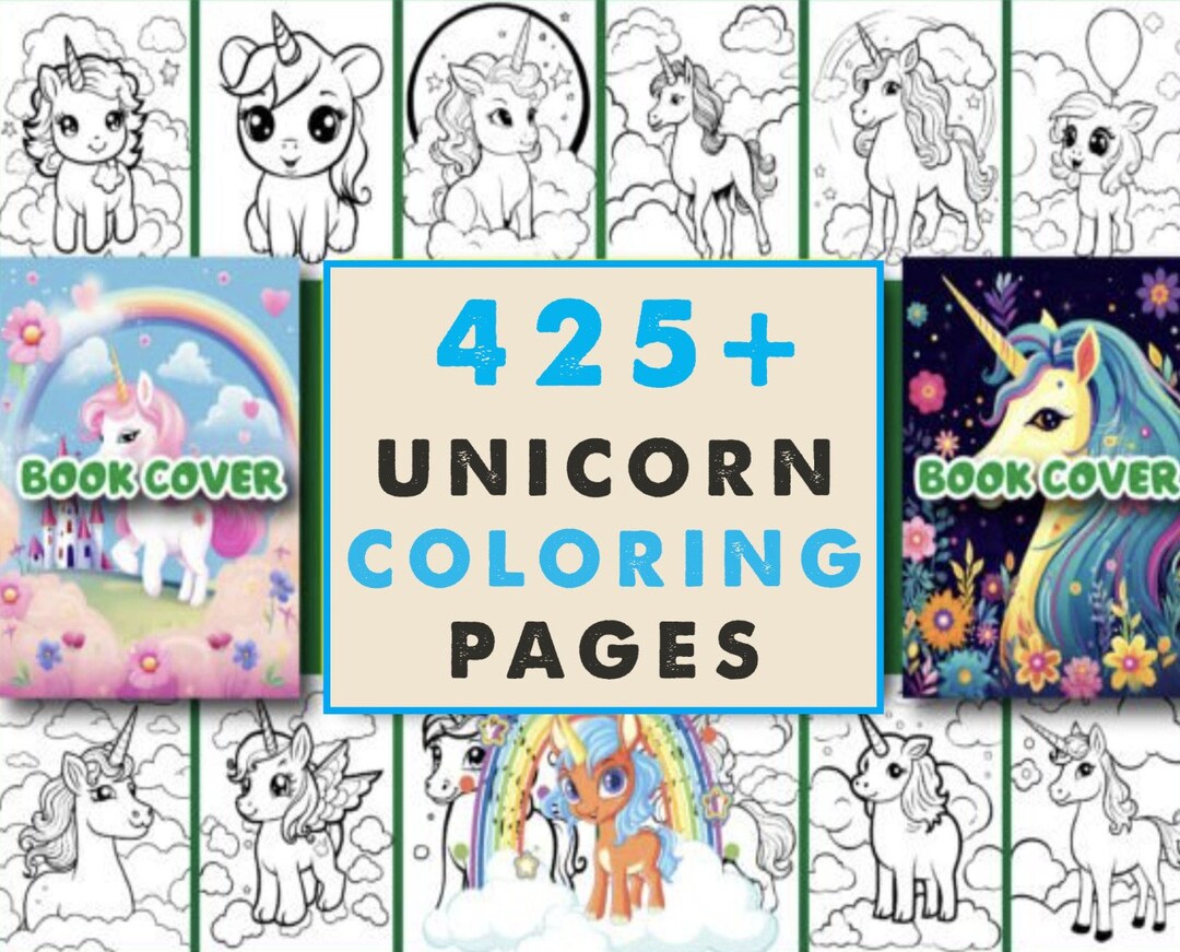 Mega 425 Unicorn Coloring Pages Bundle Unicorn Coloring Pages for Kids ...