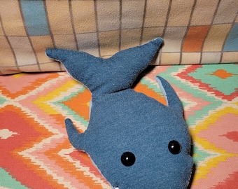Whale plush made with recycled materials. weighted.good to control anxiety Dark Blue