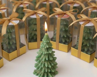 Bulk Christmas Candle Gift, Noel Party Favor, Holiday Mini Pine Tree Candle