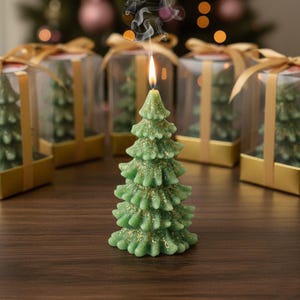 Christmas Tree Candle Gift, Noel Party Favor, Holiday Mini Pine Candle