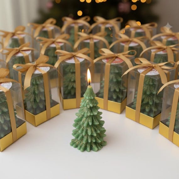 Bulk Christmas Candle Gift, Noel Party Favor, Holiday Mini Pine Tree Candle