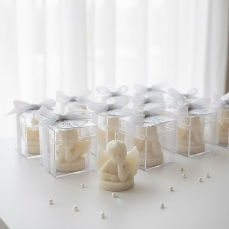 Baptism Cherub Candle favors , Christening, Baby Shower, Birthday Party Gift, Baby Angel