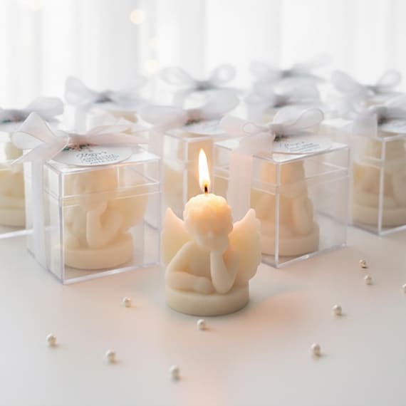 Baptism Cherub Candle favors , Christening, Baby Shower, Birthday Party Gift, Baby Angel