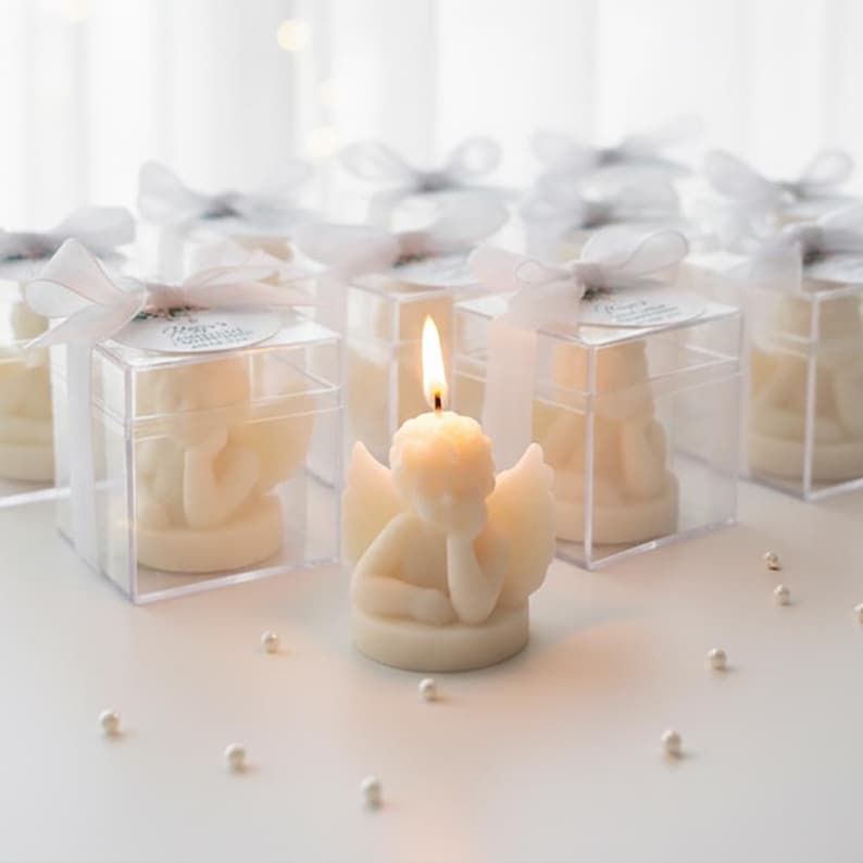 Baptism Cherub Candle favors , Christening, Baby Shower, Birthday Party Gift, Baby Angel