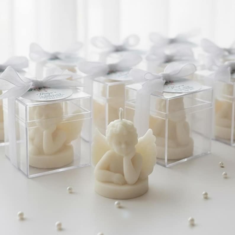 Baptism Cherub Candle favors , Christening, Baby Shower, Birthday Party Gift, Baby Angel