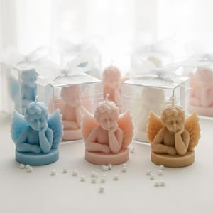 Baptism Cherub Candle favors , Christening, Baby Shower, Birthday Party Gift, Baby Angel