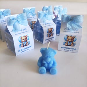 Mini candela a forma di orsetto, bomboniere per baby shower, regalo ricordo per battesimo, regalo per il primo compleanno, candela per il compleanno del bambino, candela blu, marrone e rosa.