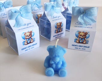 Teddy Bear Mini Candle: Baby Shower Favors, Baptism Keepsake