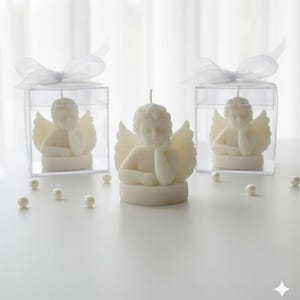 Baptism Cherub Candle favors , Christening, Baby Shower, Birthday Party Gift, Baby Angel