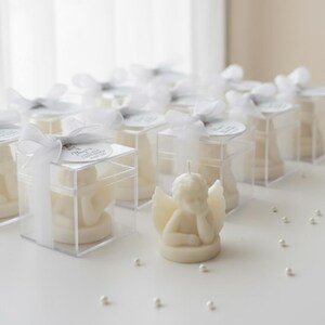 Baptism Cherub Candle favors , Christening, Baby Shower, Birthday Party Gift, Baby Angel