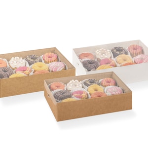 Opakowanie 10 pudełek na smakołyki i desery (5,9" x 3,93" x 3,14") - idealne do pudełek na ciasteczka, pudełek na muffiny i pączków | Tekturowy pojemnik na wynos