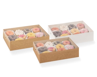 10 Gebäckdosen mit Sichtfenster für Donuts, Kekse und Muffins