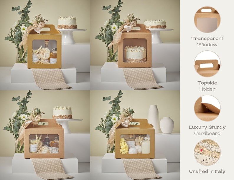 Set of 10 Tall Cake Boxes With Window and Carrying Handle - Ideal for ...