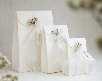 Pack of 20 Party Favor Boxes - Ideal for Wedding Favor Boxes, Bridal Shower Gifts and Baby Shower Favors | White Floral