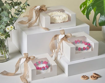 10er Pack Kuchenboxen mit Sichtfenster - Ideal für Backwaren, Keksboxen und Donutboxen