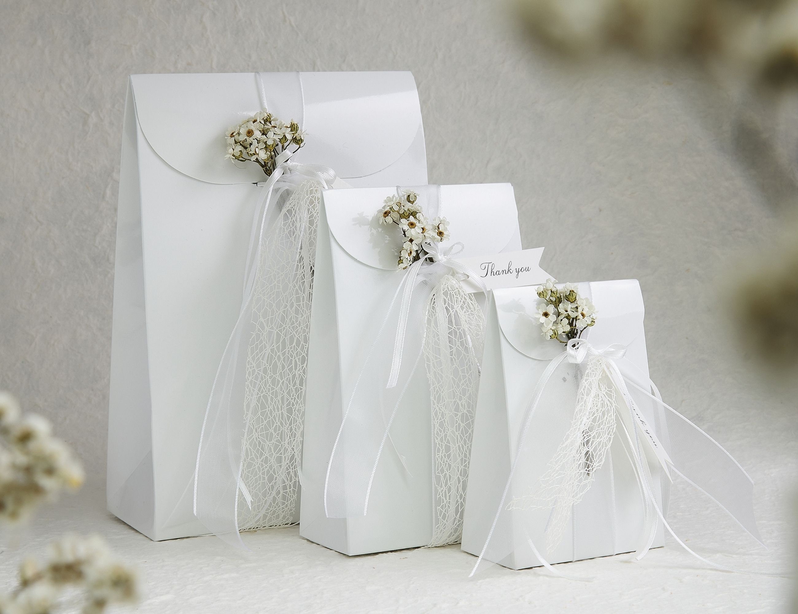 Pack of 20 Party Favor Boxes - Ideal for Wedding Gift Boxes, Baby Shower Favors and Bridal Shower Gift Bags | White