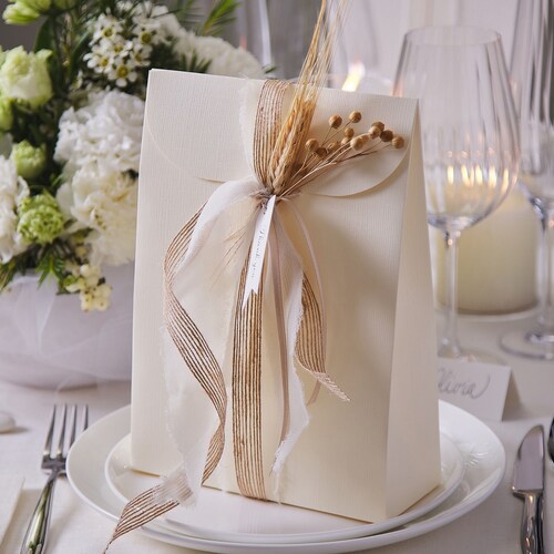 Lot de 20 coffrets cadeaux - Idéal pour les coffrets cadeaux de mariage, les coffrets cadeaux de Noël et les sacs-cadeaux pour la douche nuptiale | Soie blanc ivoire clair