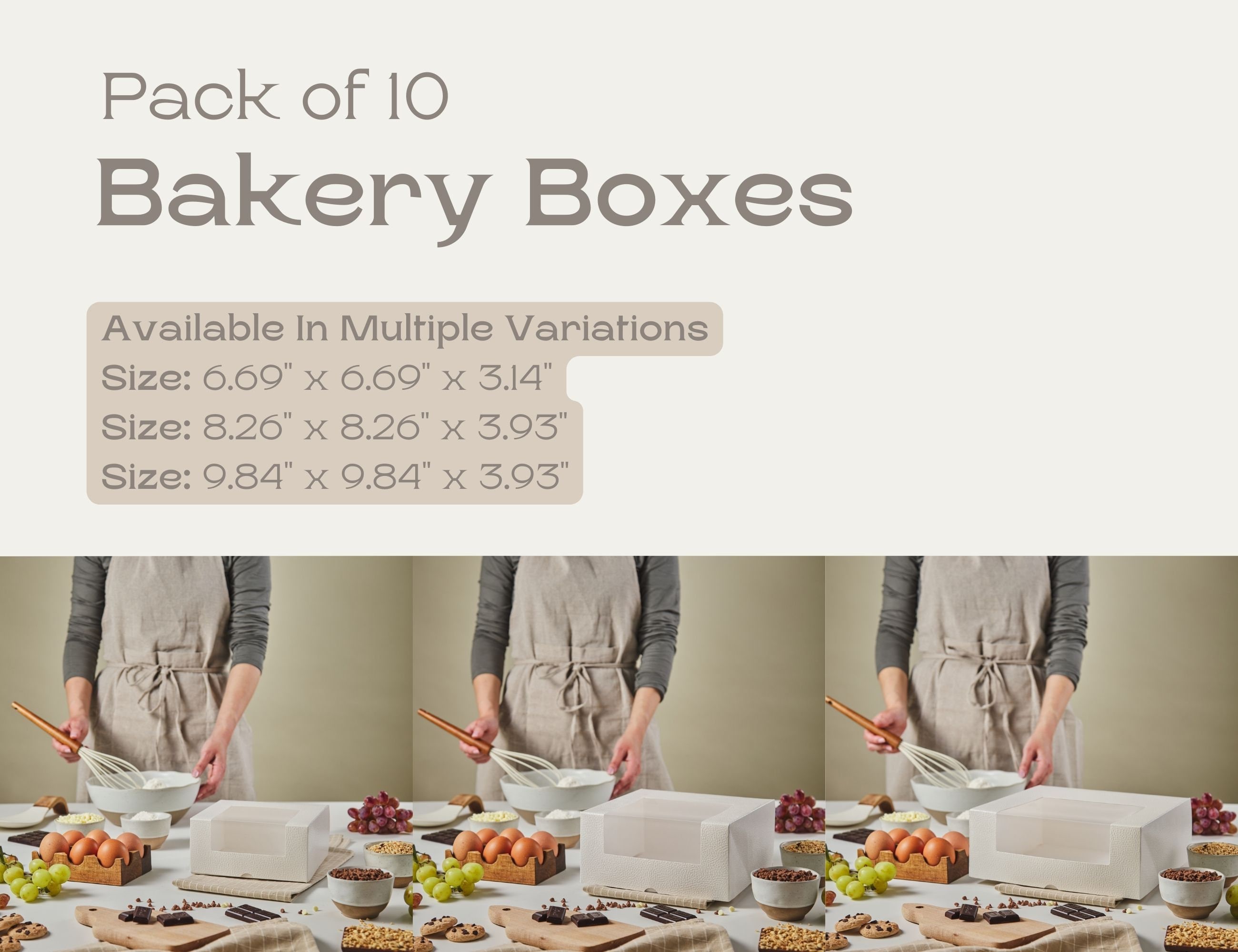 10 Stück Kuchenboxen Mit Sichtfenster – 49,5 X 67,3 X 12,7 Cm, Aus Karton, Für Donuts, Kekse, Cupcakes & Gebäck