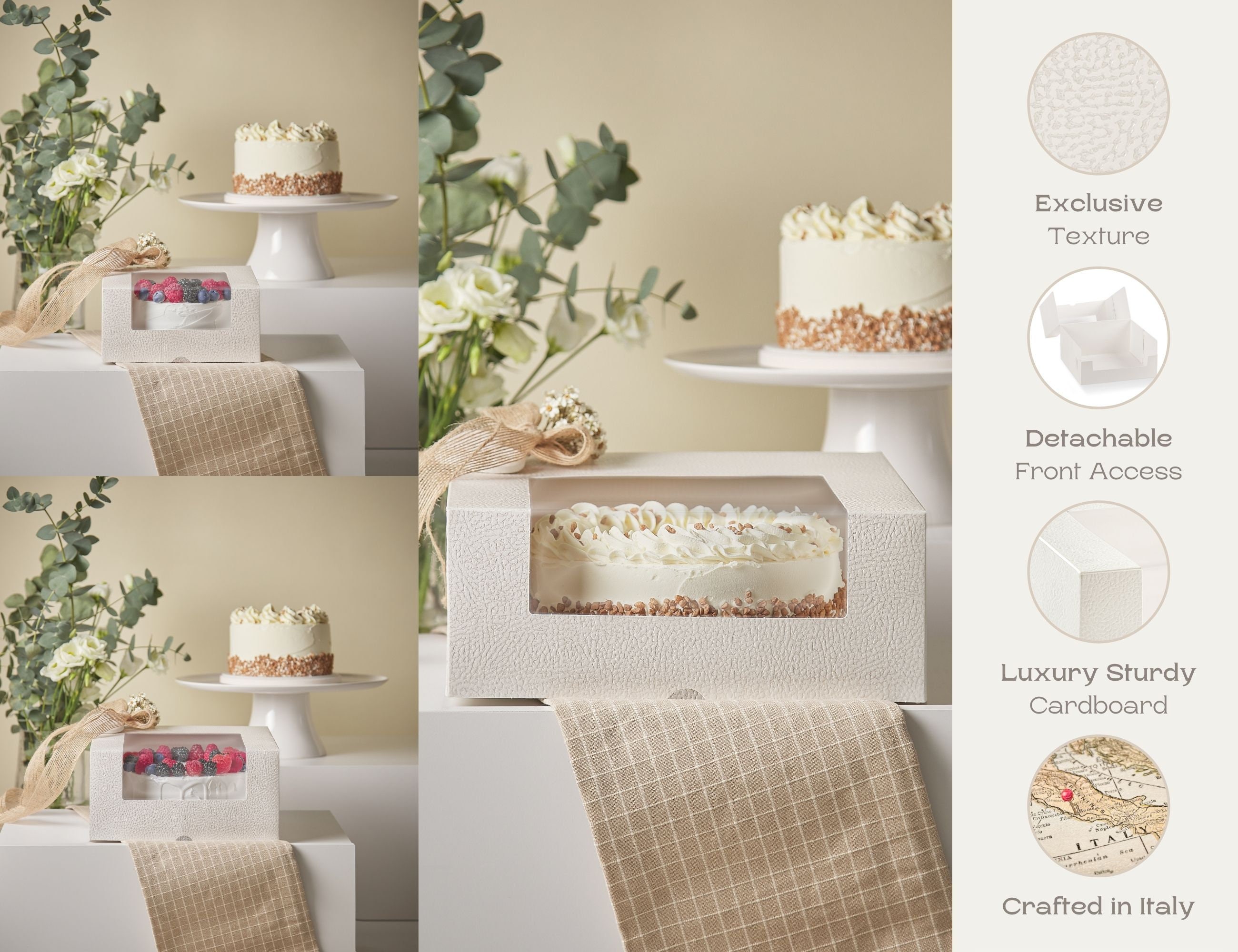 Pack of 10 Cake Boxes With Window - Ideal for Bakery Boxes, Cookie ...